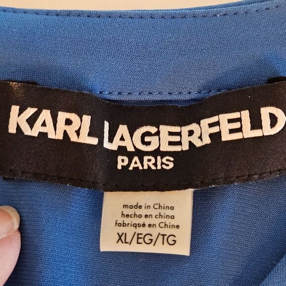 Karl Lagerfeld Paris Blue Size XL Pearl Detail On Sleeveless Shell Top - Picture 8 of 11